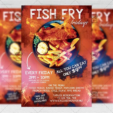 fish fry flyer psd template