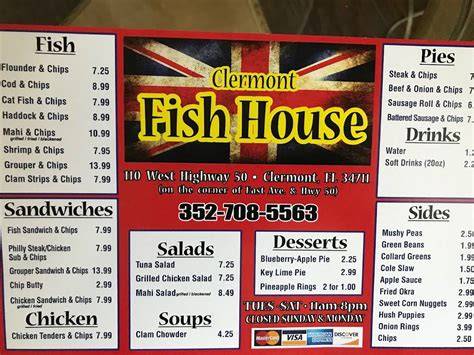 Menu at Clermont Fish House restaurant, Clermont