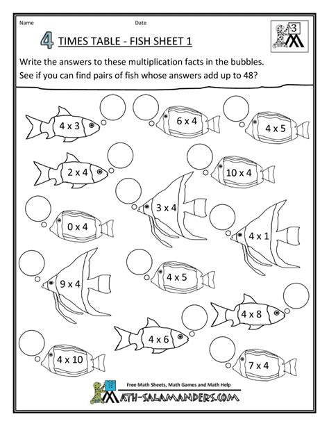 Fish Math Worksheets Multiplication