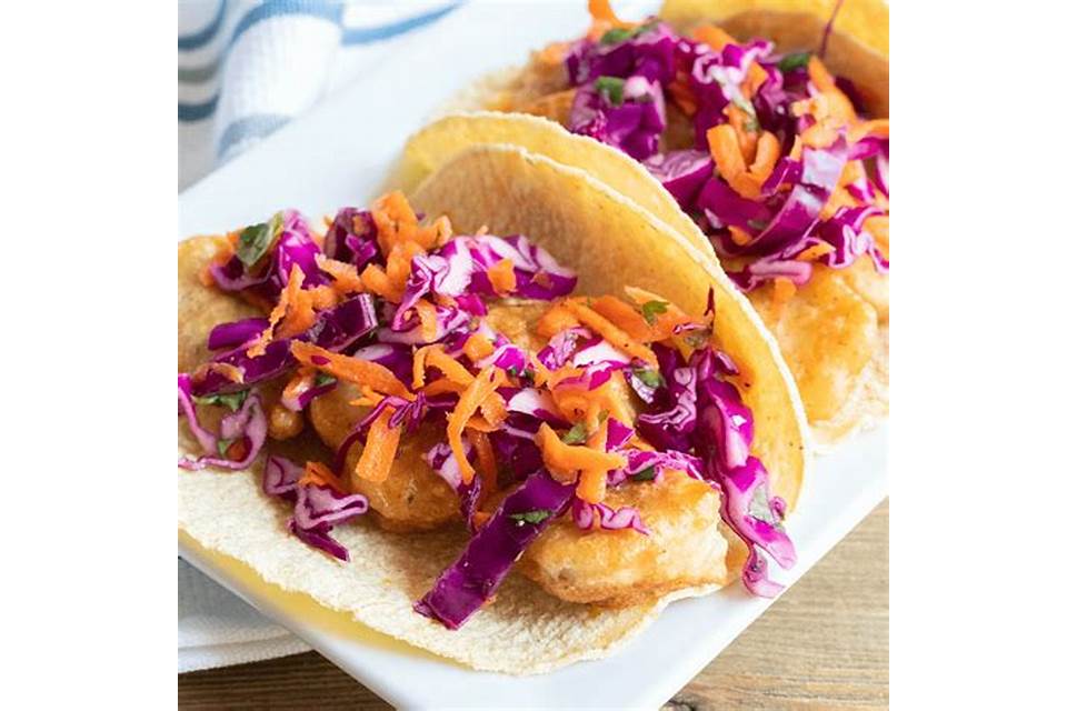 Fish taco red cabbage slaw
