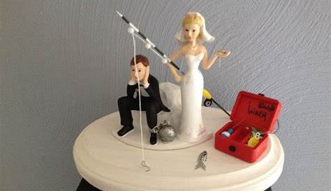 Fishing Themed Wedding Cake Topper Custom by CreativeButterflyXOX, $155
