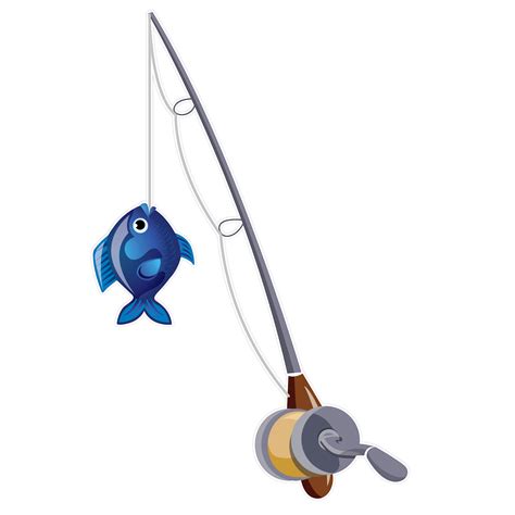 fishing rod and fish clipart