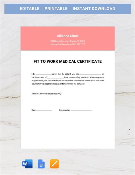 Fit For Work Medical Construction