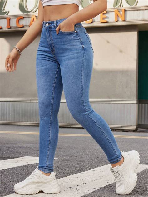 fitted denim jeans