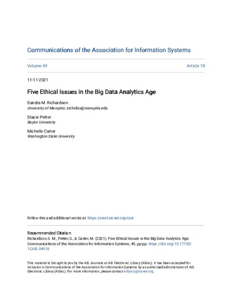 five ethical issues in the big data analytics age