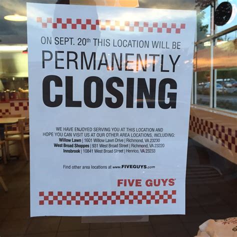 five guys closing for good