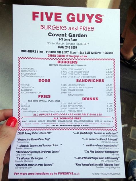 five guys london prices menu