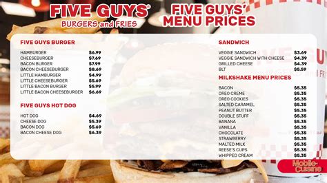 five guys menu price list