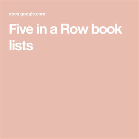 Five In A Row Book Lists