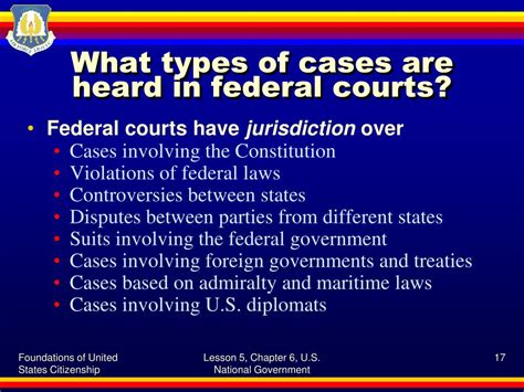 five kinds of cases heard by federal courts