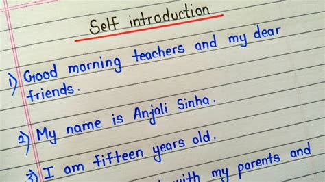 five lines self introduction