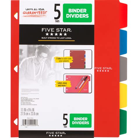 five star binder dividers