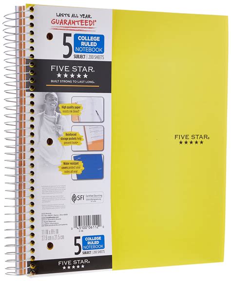 Five Star Notebook Yellow