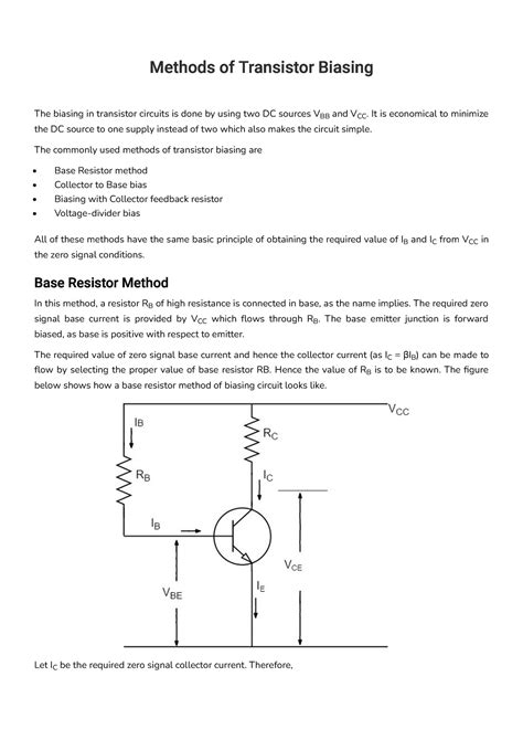 Five Transistor Biasing Methods
