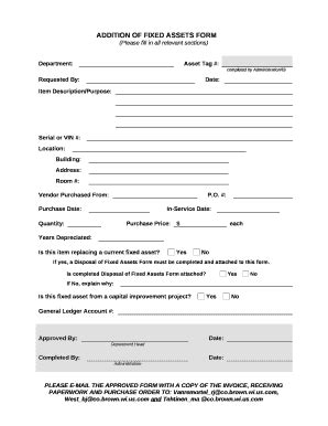 fixed asset addition form template