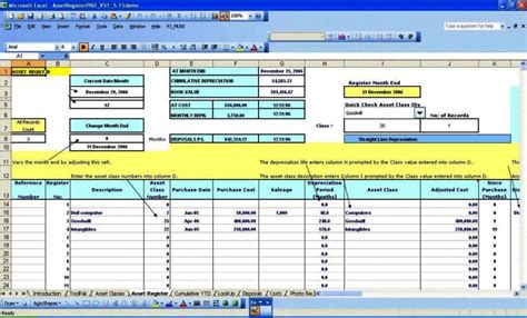 Fixed Asset Register Template Excel