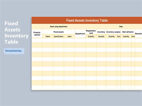 fixed assets inventory list