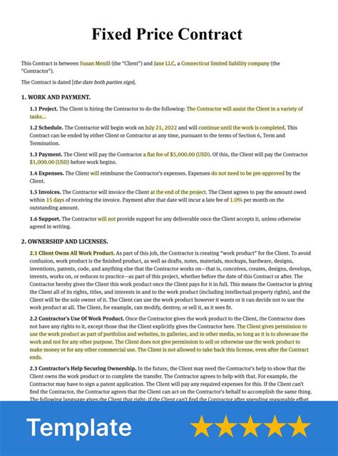 fixed price contract sample