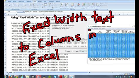 fixed width in excel