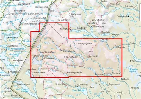 Fjällkarta Riksgränsen Abisko med ram Kartkungen