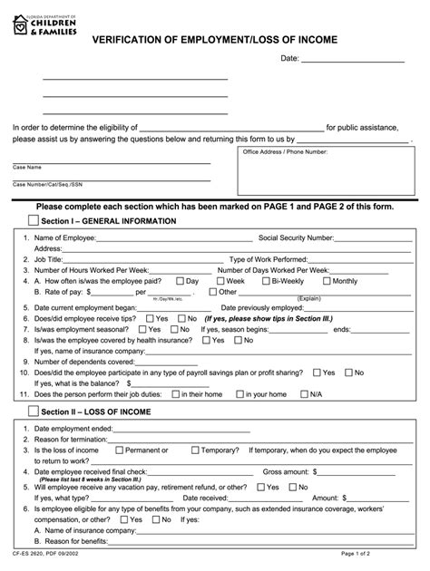 fl dcf verification of employment form