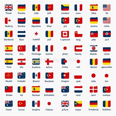Flags With Names Underneath