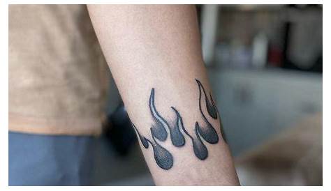 Realism style colored small wrist tattoo of burning fire - Tattooimages.biz
