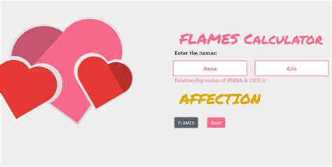 flames calculator html code