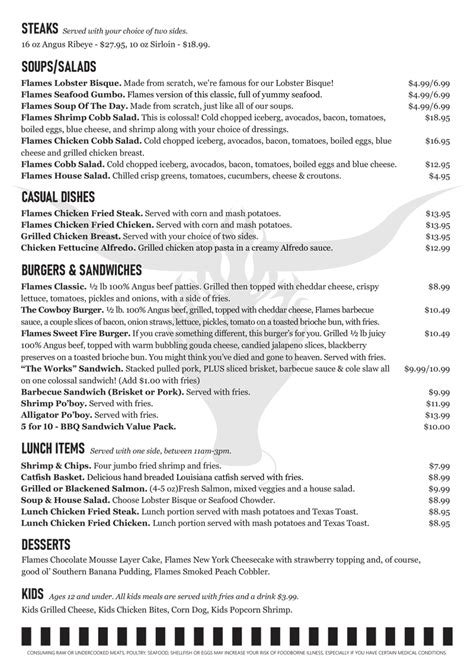 flames grill yyc menu