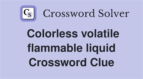 Flammable Solvents Crossword
