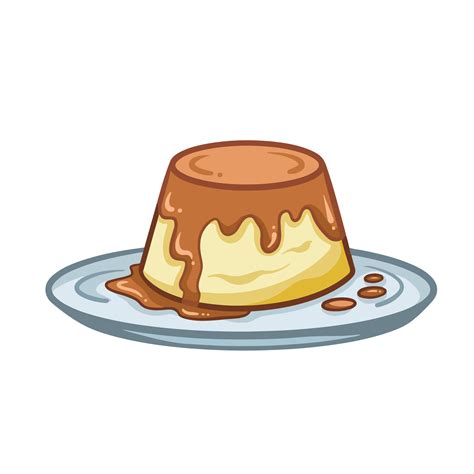 Ilustracion flan Postre de flan de caramelo cremoso. Ilustración de