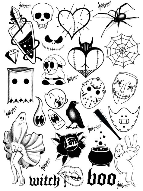 Inspiring Flash Halloween Tattoo Designs Ideas
