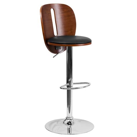 home.furnitureanddecorny.com:flash furniture walnut bentwood adjustable height bar stool