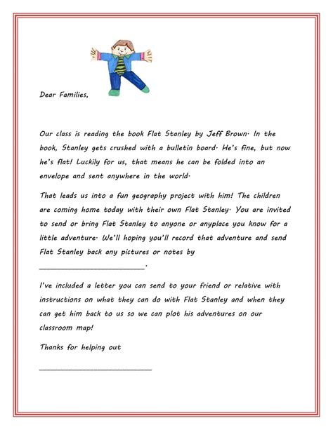 37 Flat Stanley Templates & Letter Examples Free Template Downloads