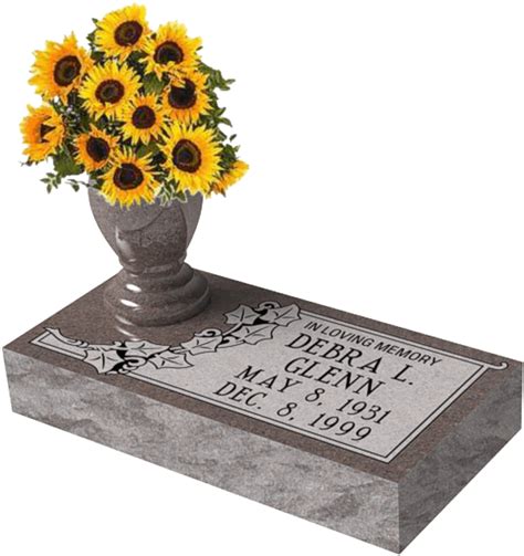 Flat Double Headstone With Vase