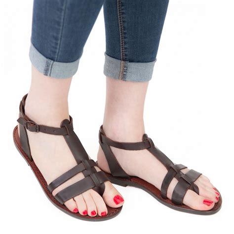 flat sandals leather brown