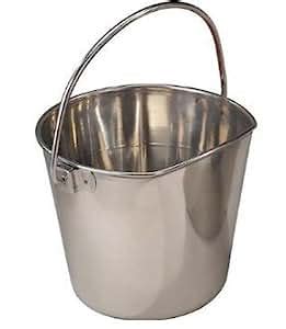 800108 Stainless Steel 4 Quart Flat Sided Food Water Bucket Pail Dog
