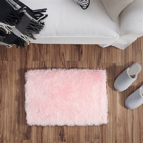 Flauschiger Plüsch Flokati Teppich Hochflor Rosa Rechteckig