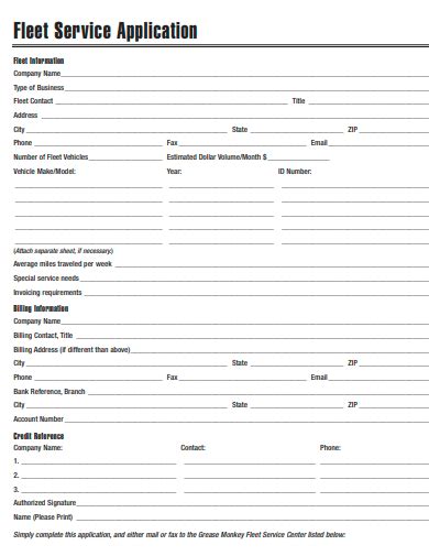fleet account application form template