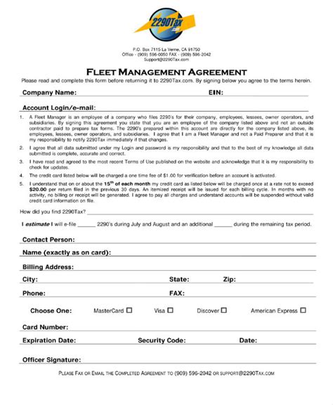 fleet management agreement template