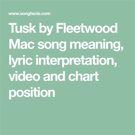 fleetwood mac song tusk meaning