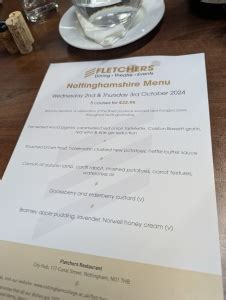 Fletchers Nottingham Menu