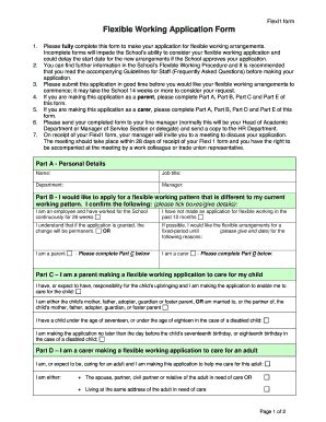 flexible working application form answers nhs