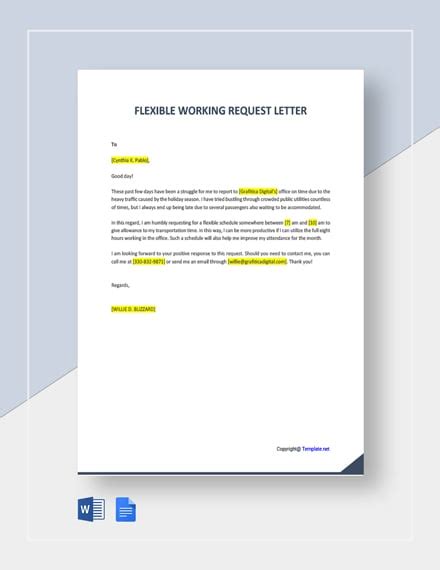 Flexible Working Hours Request Template