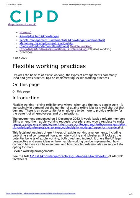 flexible working practices factsheets cipd