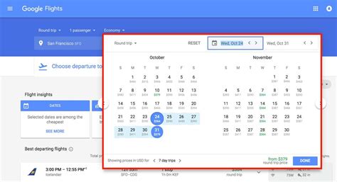 flight calendar with prices google