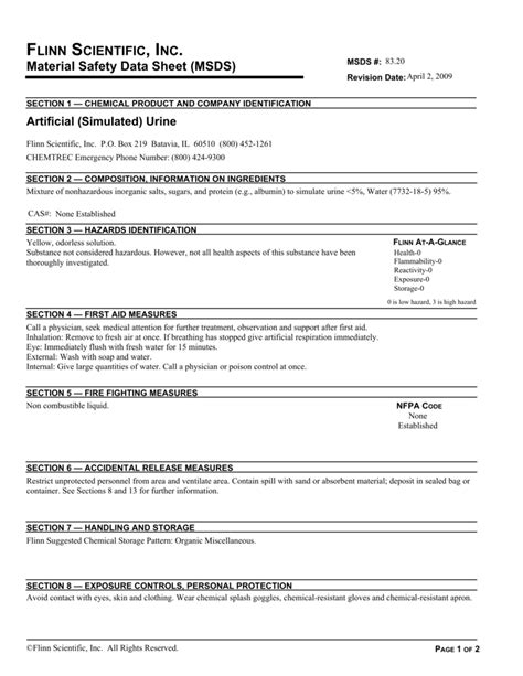 Flinn Scientific Msds Sheets
