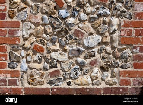 Flint Wall On Brick