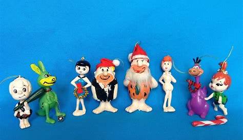 Flintstones Christmas Ornaments 1976 Le Barney & Betty Rubble Plastic