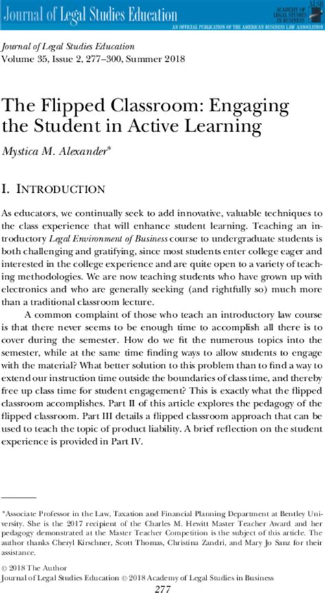 Flipped Classroom Journal Article